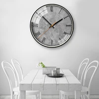 cement grey and yellow wall clock luxury creative industrial style clock personalized home furniture living room modern decor b