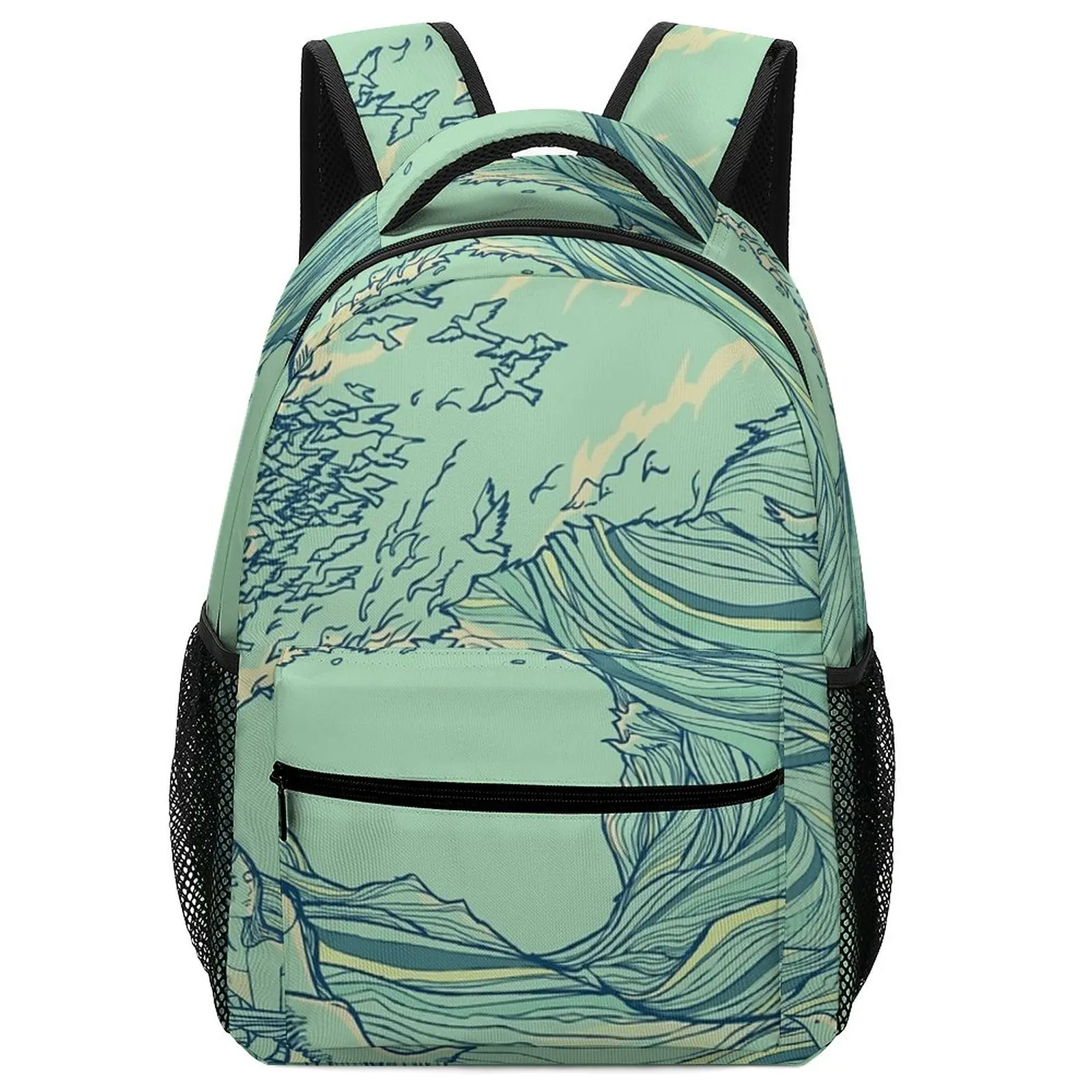 Cute Ocean Breath Fun Cute Backpack for Kids Girls School Bags for Women Black Backpack For School