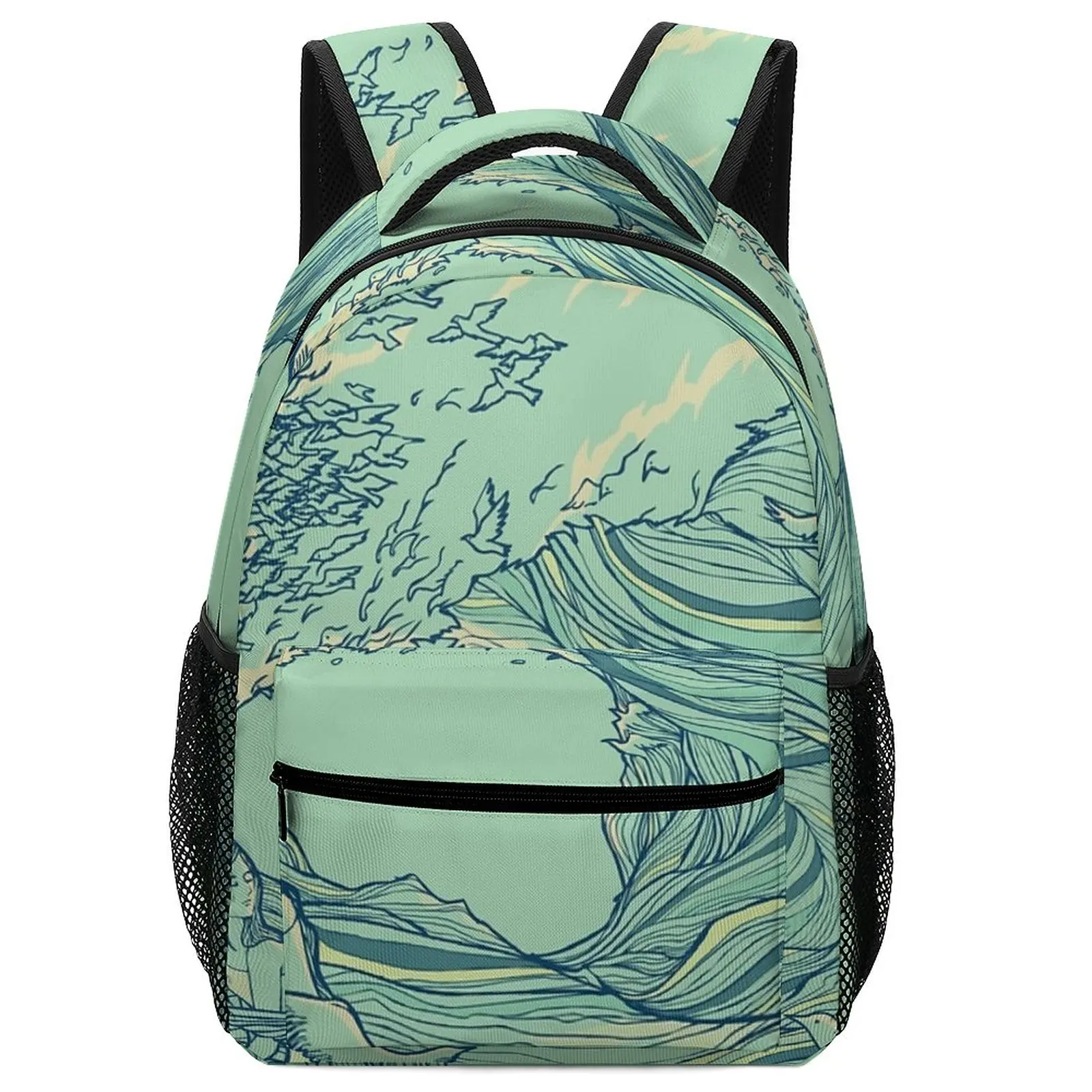 

Cute Ocean Breath Fun Cute Backpack for Kids Girls School Bags for Women Black Backpack For School
