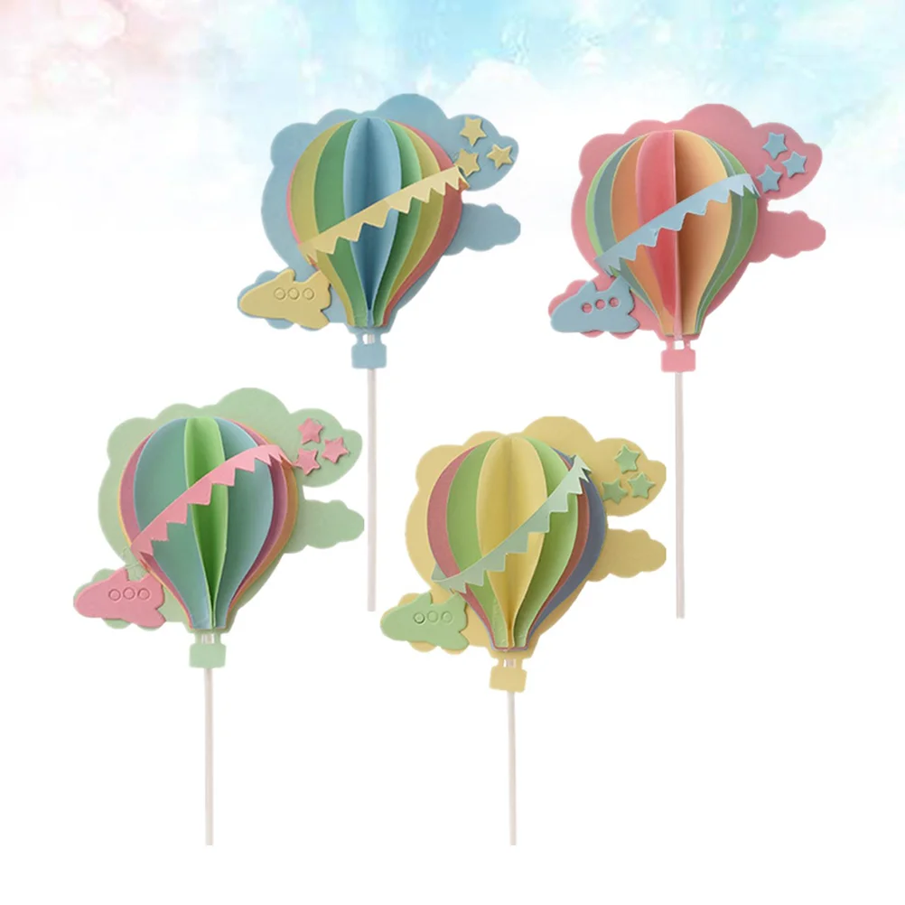 

4 Pcs Party Cake Decor Cup Cake Paper Cup 3D Birthday Cake Pick Airplane Decor Flash Paper Birthday Cake Pick