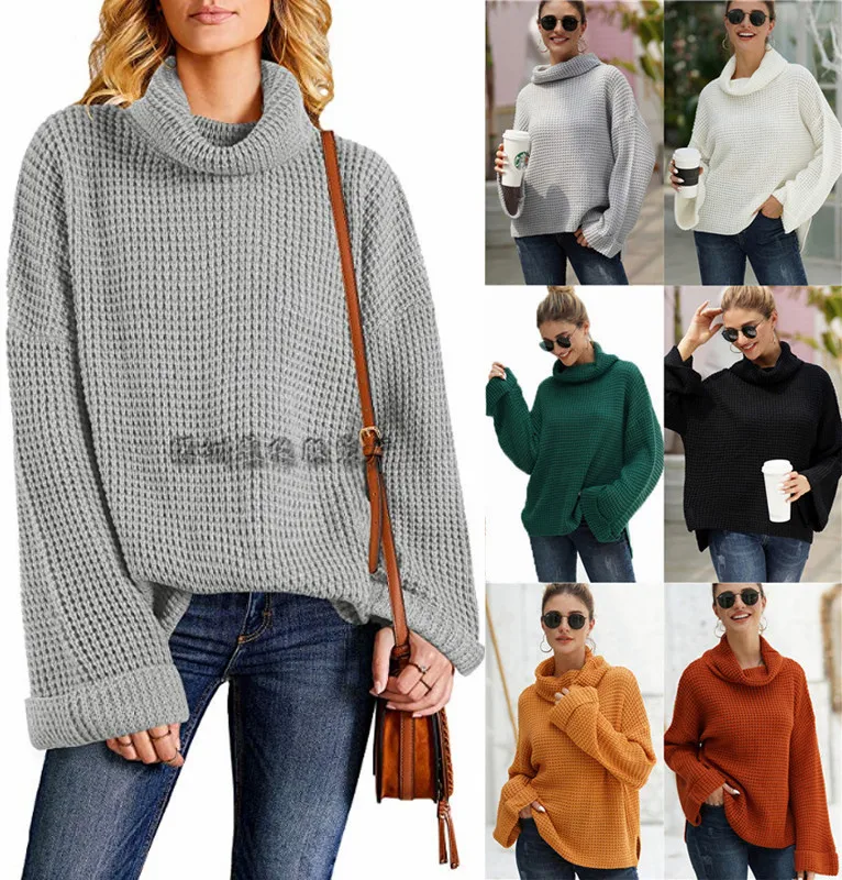 High Collar Sweater Women Autumn and Winter New Solid High Collar Knitwear Long Sleeve Loose Top