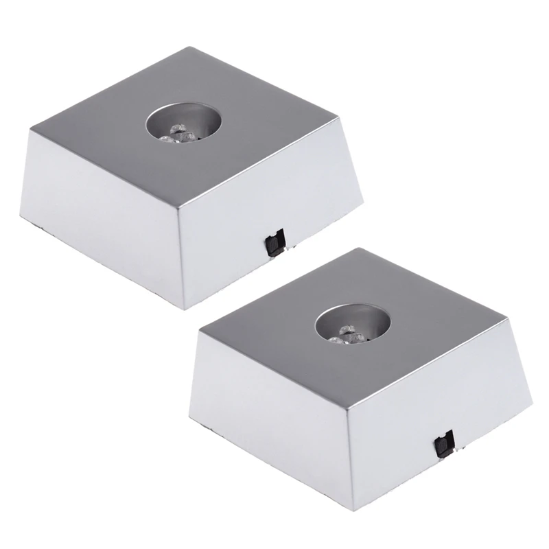 

2X 3 LED Colorful Light Crystal Figurine Display Stand