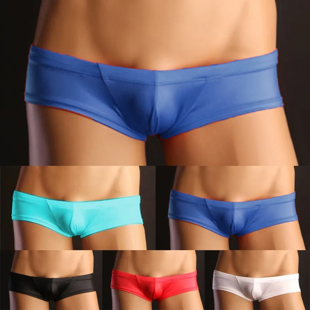 

S-XXL Size Mens Bikini Thong Low Rise Briefs Boxer Solid Color Briefs See Through Underwear Comfy Breathable Man Underpants