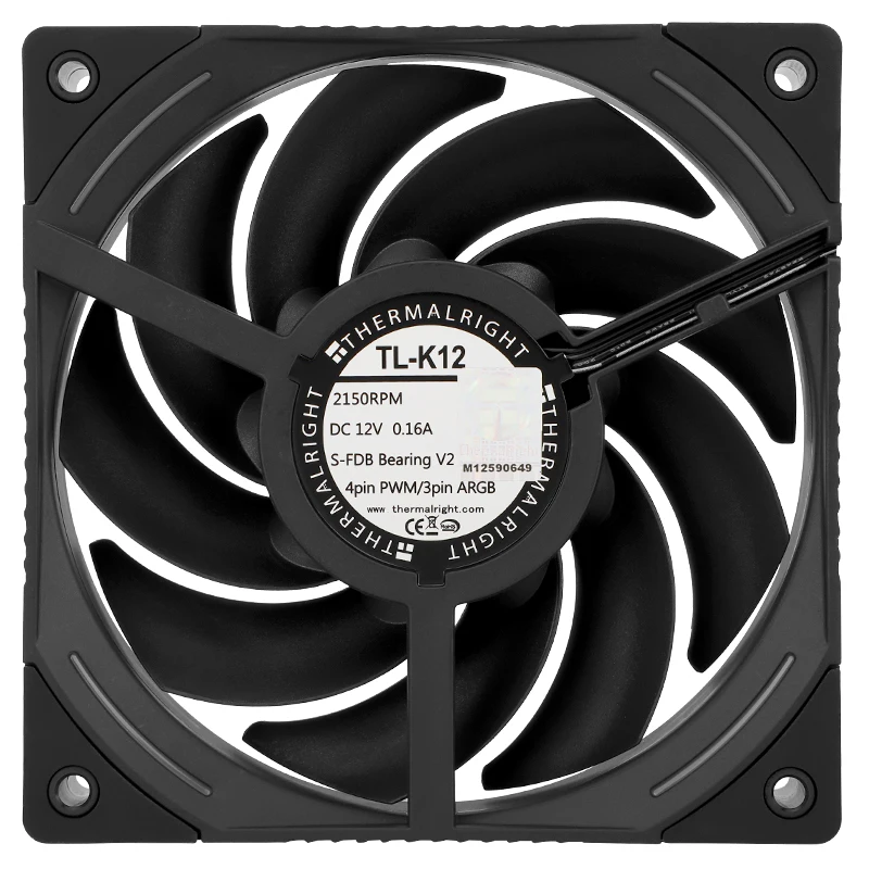 Фото Thermalright TL-K12 12 см Вентилятор охлаждения корпуса 4-контактный PWM Halo высокопроизводительный вентилятор, черный/белый цвет, обычный/реверсивный направление ветра №4