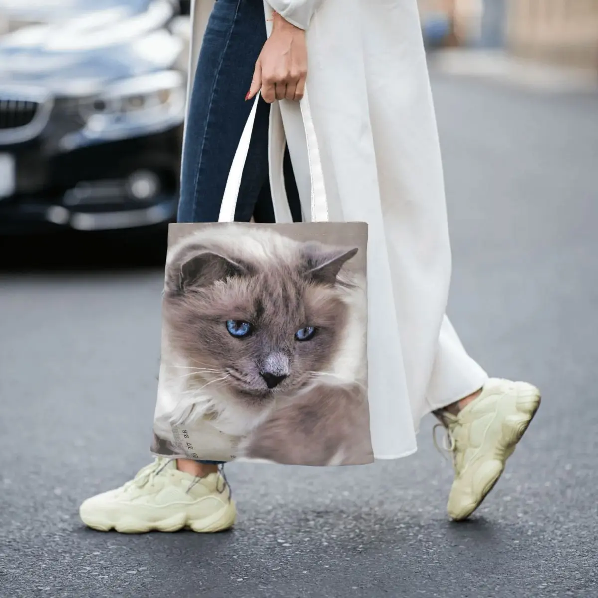 

Birman Cat Women Canvas Handbag Large Capacity Shopper Bag Tote Bag withSmall Shoulder Bag