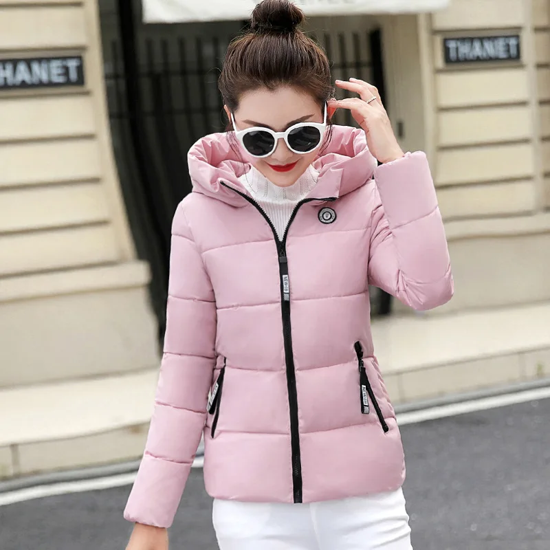 2022 New Warm Slim Down Jacket Women Winter Short Jacket Hooded Collar Cotton Coat Korean Female Parkas Basic Coat