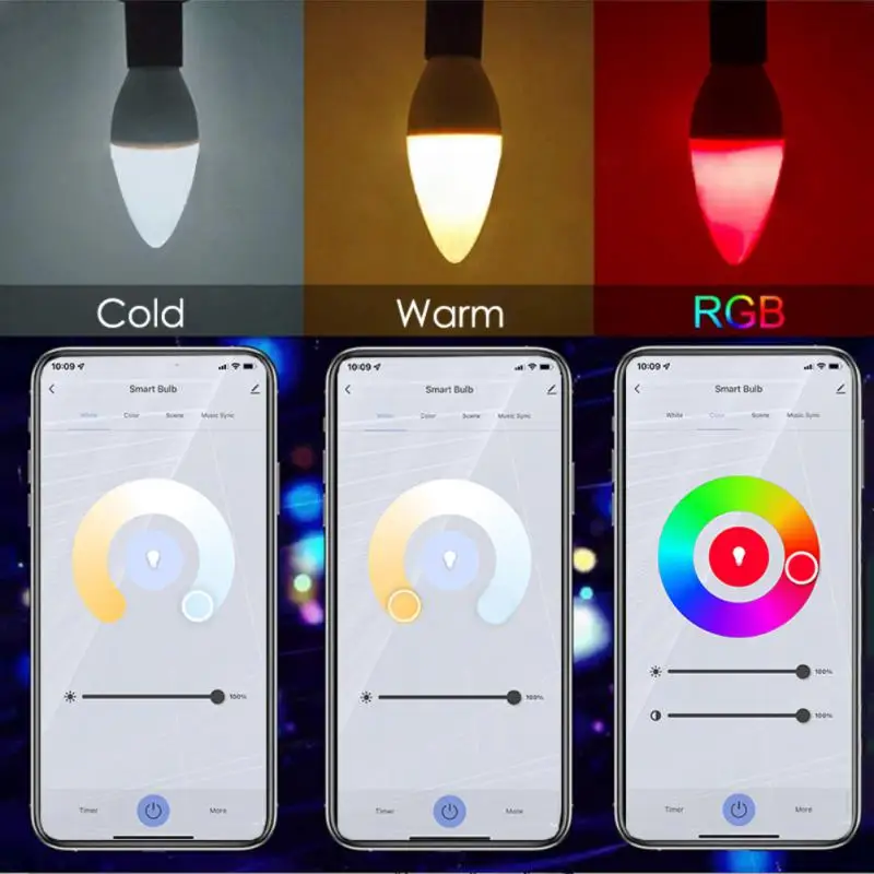 Умсветильник лампа Zigbee с Wi-Fi E14 RGB + C W 5W | Электроника