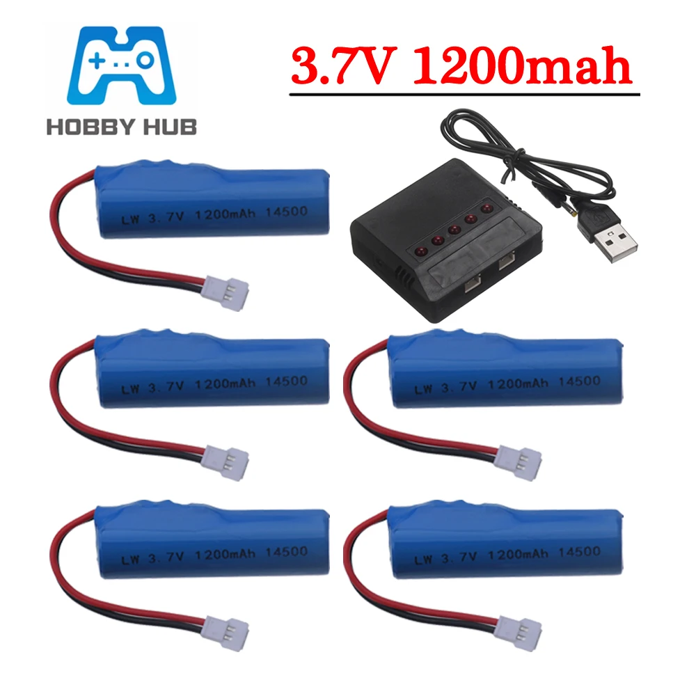 

3.7V 1200mah Li-ion Battery and charger For TKKJ H116 2.4GHz 4 Channel Mini R/C boat 3.7V 14500 battery RC toys Car Truck parts