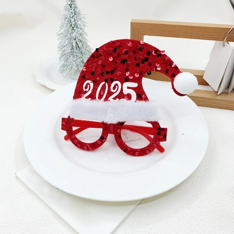 2025 Рождественские очки блестящие с блестками для празднования Нового года