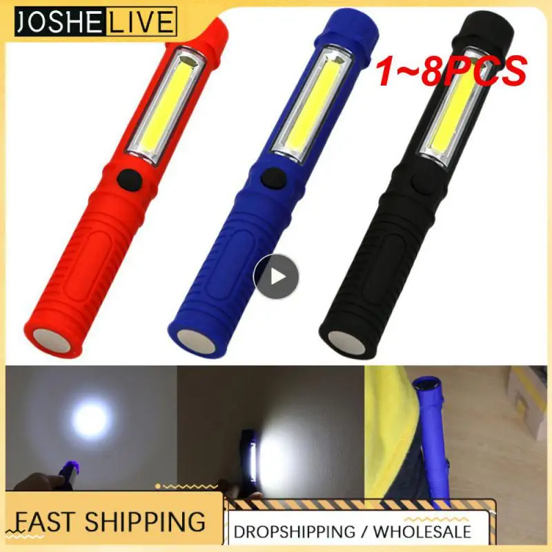 

1~8PCS Portable Mini Light Working Inspection light COB LED Multifunction Maintenance flashlight Hand Torch lamp With Magnet AAA
