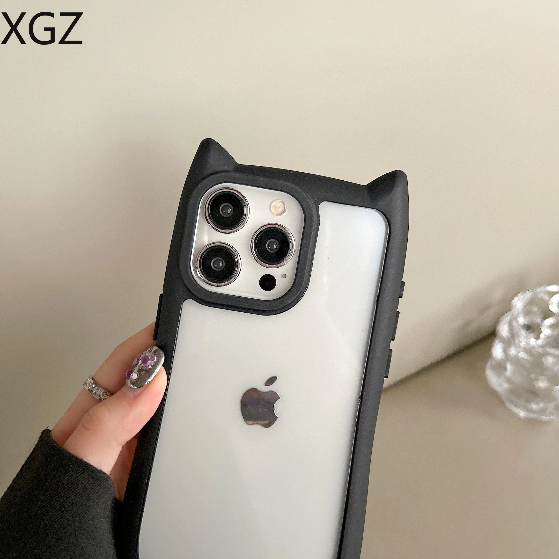 Чехол для телефона с милыми кошачьими ушками iPhone 16 15 14 1312 11 Pro Max Plus XR XS X SE3 мягкая