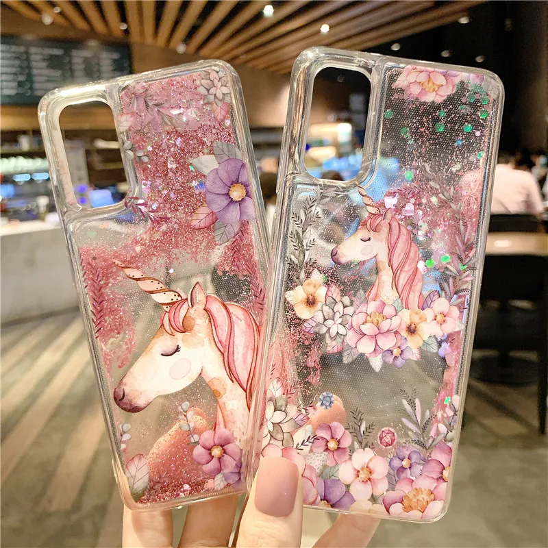 unicorn quicksand phone case for xiaomi redmi 9a 9c 8a 7a tpu cases liquid cover for redmi note 10s 9s 8t 9t 10 9 8 pro 7 6 5 4 free global shipping