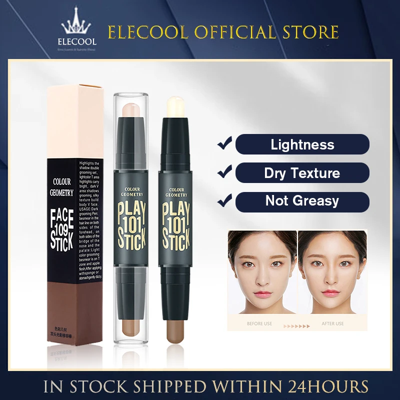 

Double-head Highlight Contour Stick Dual-use Nose Shadow Repair Highlighter Powder Concealer Shadow Long Lasting Makeup Tools