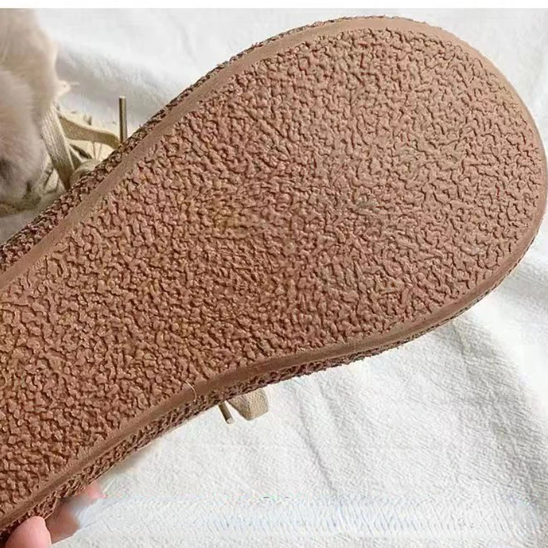 Snow Boots Women's Winter Plush Warm Cotton Shoes Women Lace-up Waterproof Non-slip Thick Bottom Rabbit Fur Boots Botas Mujer