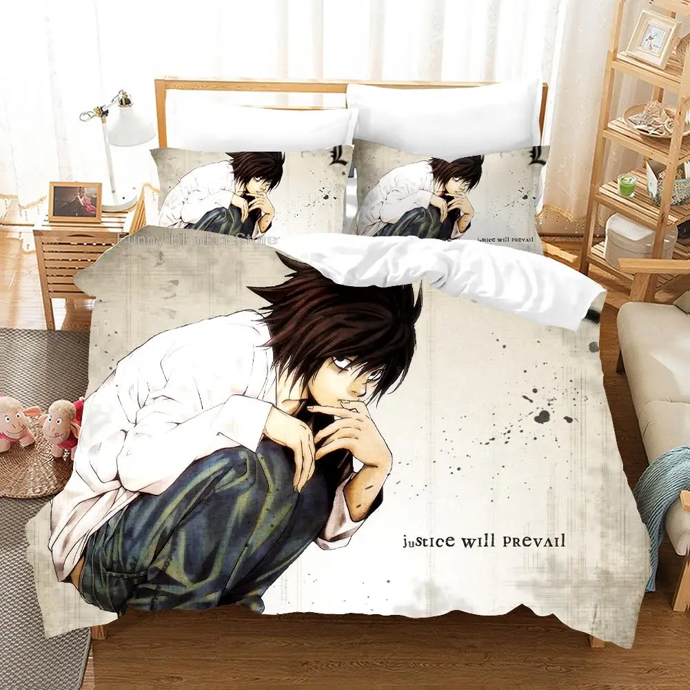 

Комплект постельного белья «Death Note», Японские популярные комплекты с пододеяльником в стиле аниме, постельное белье, двуспальный, Королевск...