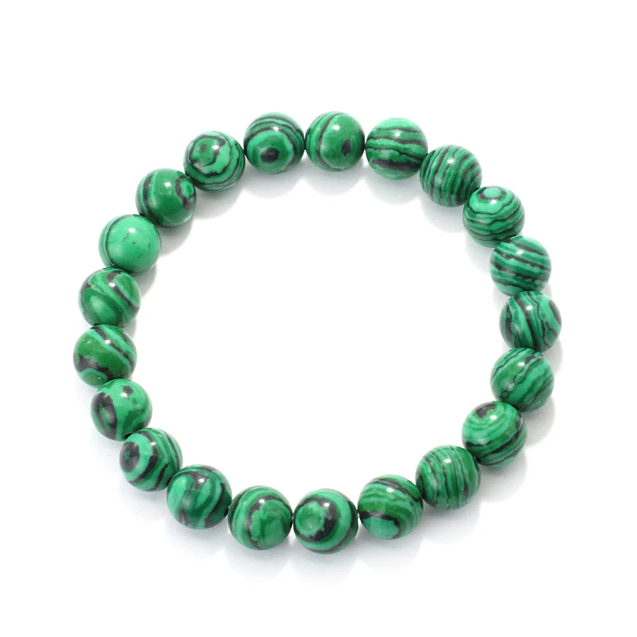 Браслет Унисекс С Малахитовыми Бусинами 4/6/8/10 Мм Зеленый Круглый Шарм Для