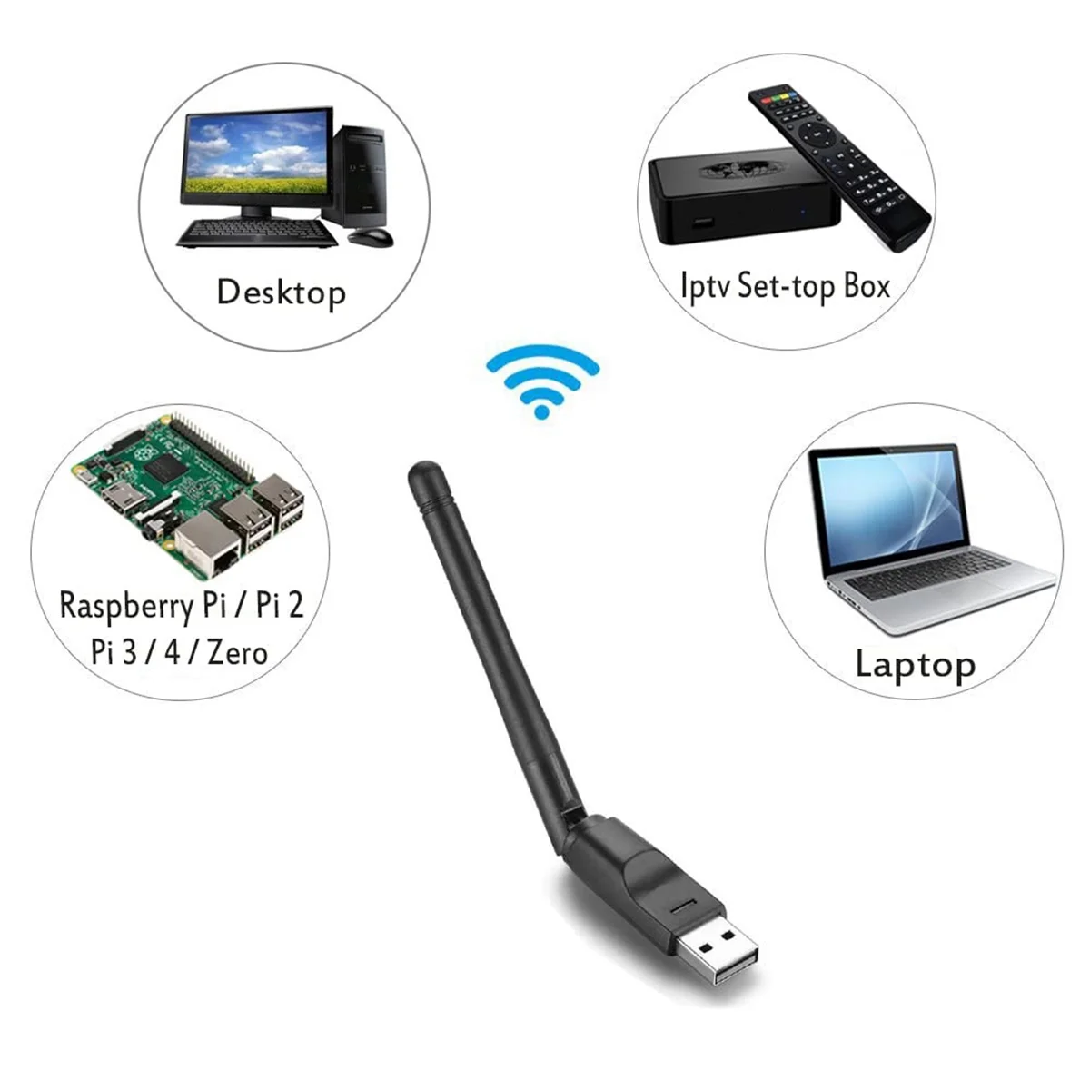 Беспроводная карта RT5370 портативный 2 4G 150 Мбит/с USB-адаптер Wi-Fi Wi-Fi-антенна