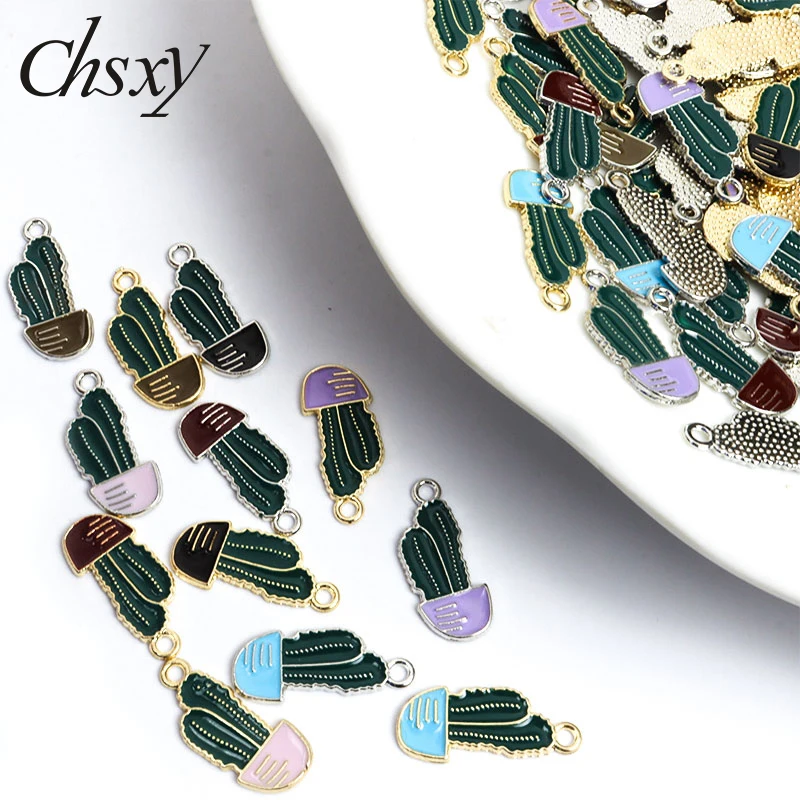 

10pcs Cactus Charms Colorful Enamel Designer Charm Pendant for DIY Jewelry Making Accessories Earring Bracelet Handmade Findings