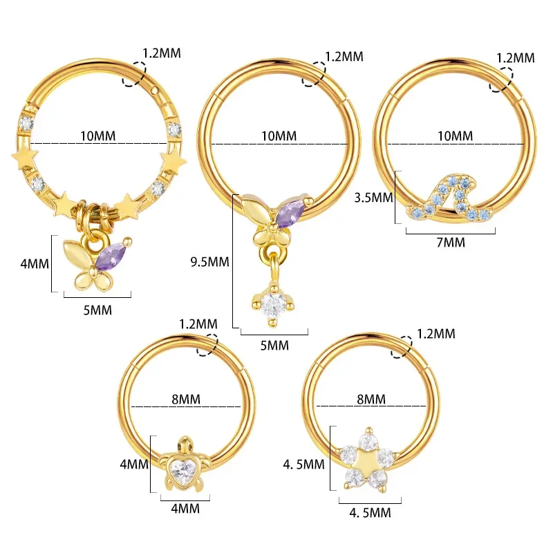 Женские Кольца для пирсинга носа из титановой нержавеющей стали