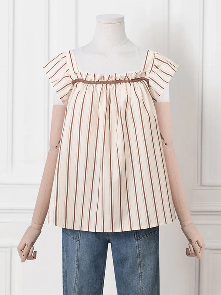 Блузка ZANZEA женская с квадратным вырезом модный элегантный топ в полоску