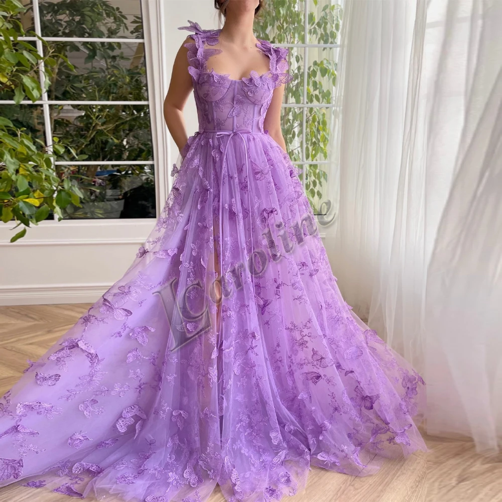 

Caroline Charming Tulle Butterfly Sleeveless Prom Evening Dress Formal Party Dresses For Women Personalised Vestido De Fiesta