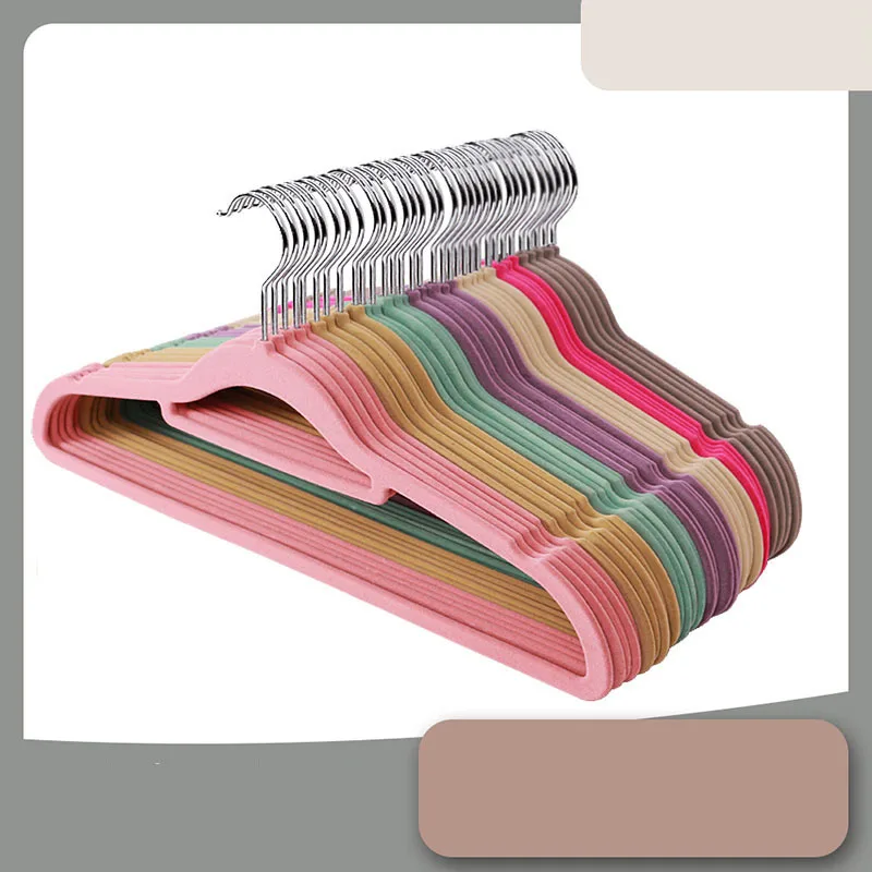 

10pcs Space Saving Clothes Coat Velvet Hangers Non Slip Luxury Flocked Trouser Trouser Skirt Hanger Closet Storage Hook Hangers
