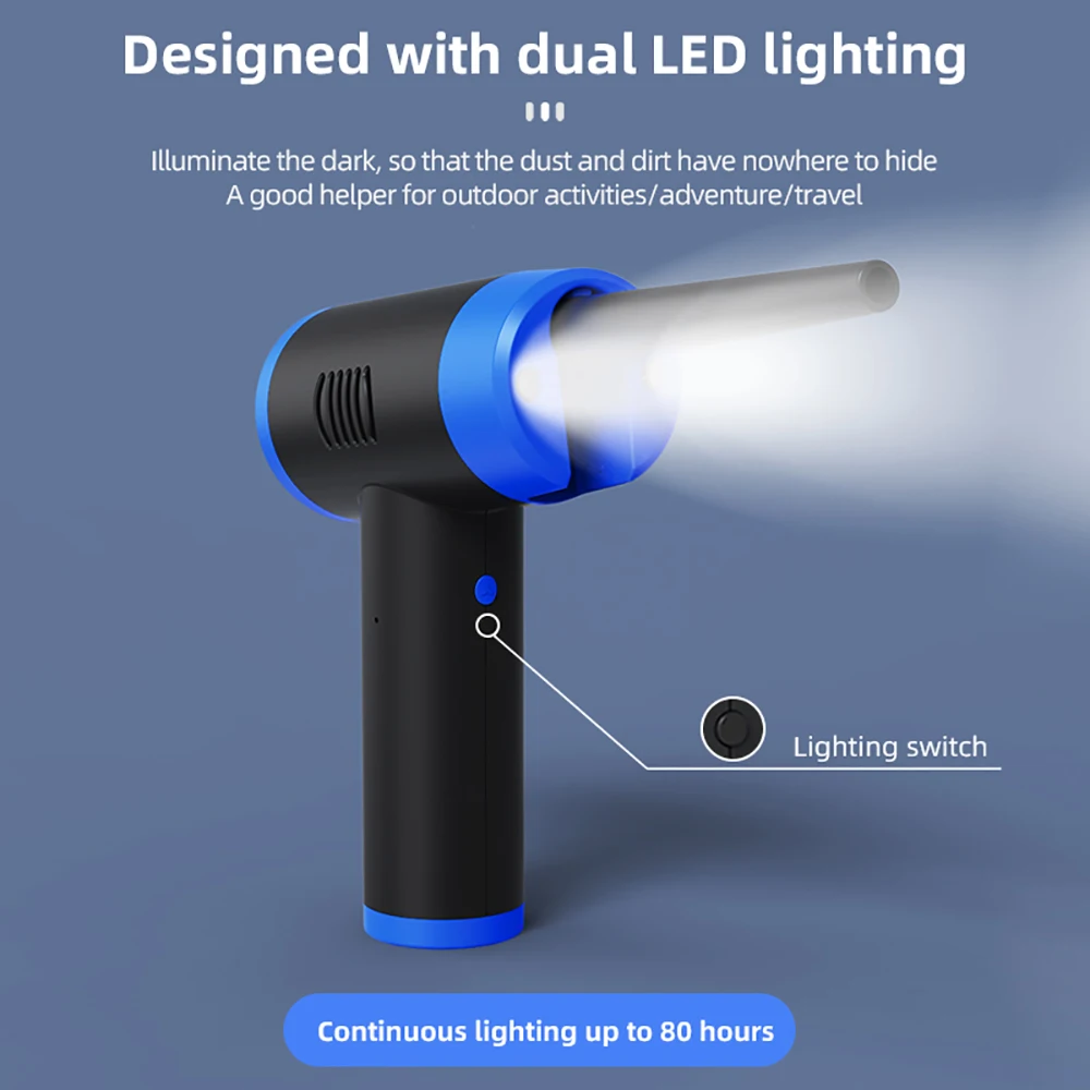 

NEW New Dust Blower High Power Wireless Dust Collector Rechargeable Portable Multipurpose Hair Dryer with Brush Kit for Car PC