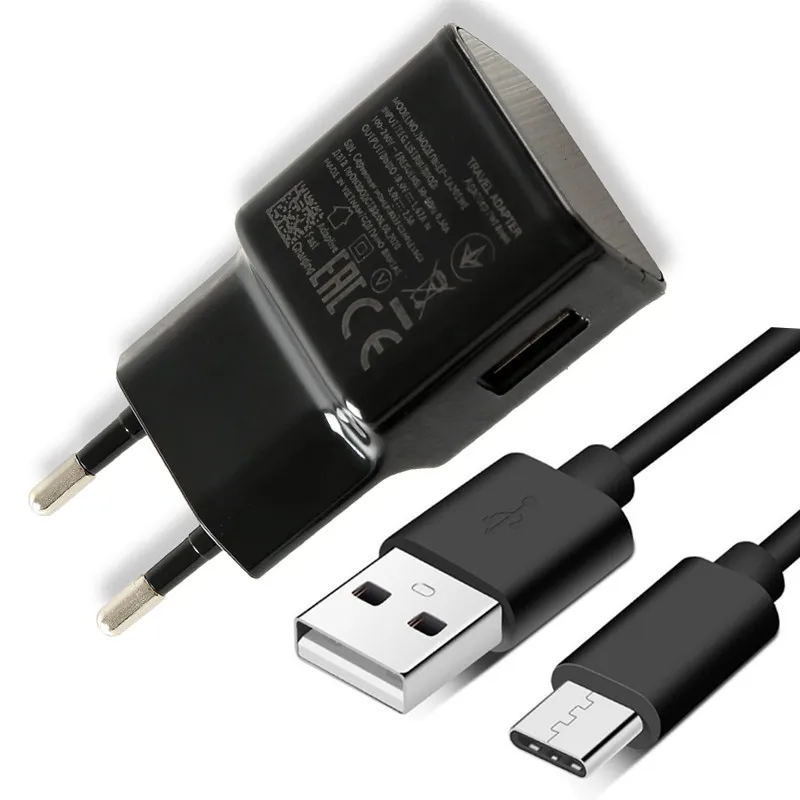 

USB Type C Cable For Samsung S21 S20 S9 S8 Plus Note 10 8 9 A51 A21S 9V/1.67A Adaptive Fast Charging Travel Adapter Wall Charger