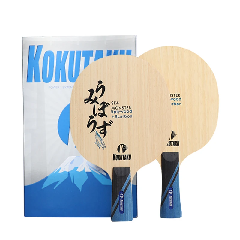 KOKUTAKU 1PC 7Ply Pure Wood Table Tennis Racket Short Long Handle JTTAA Approved SEA MONSTER Carbon Fiber Ping Pong Paddle Bat