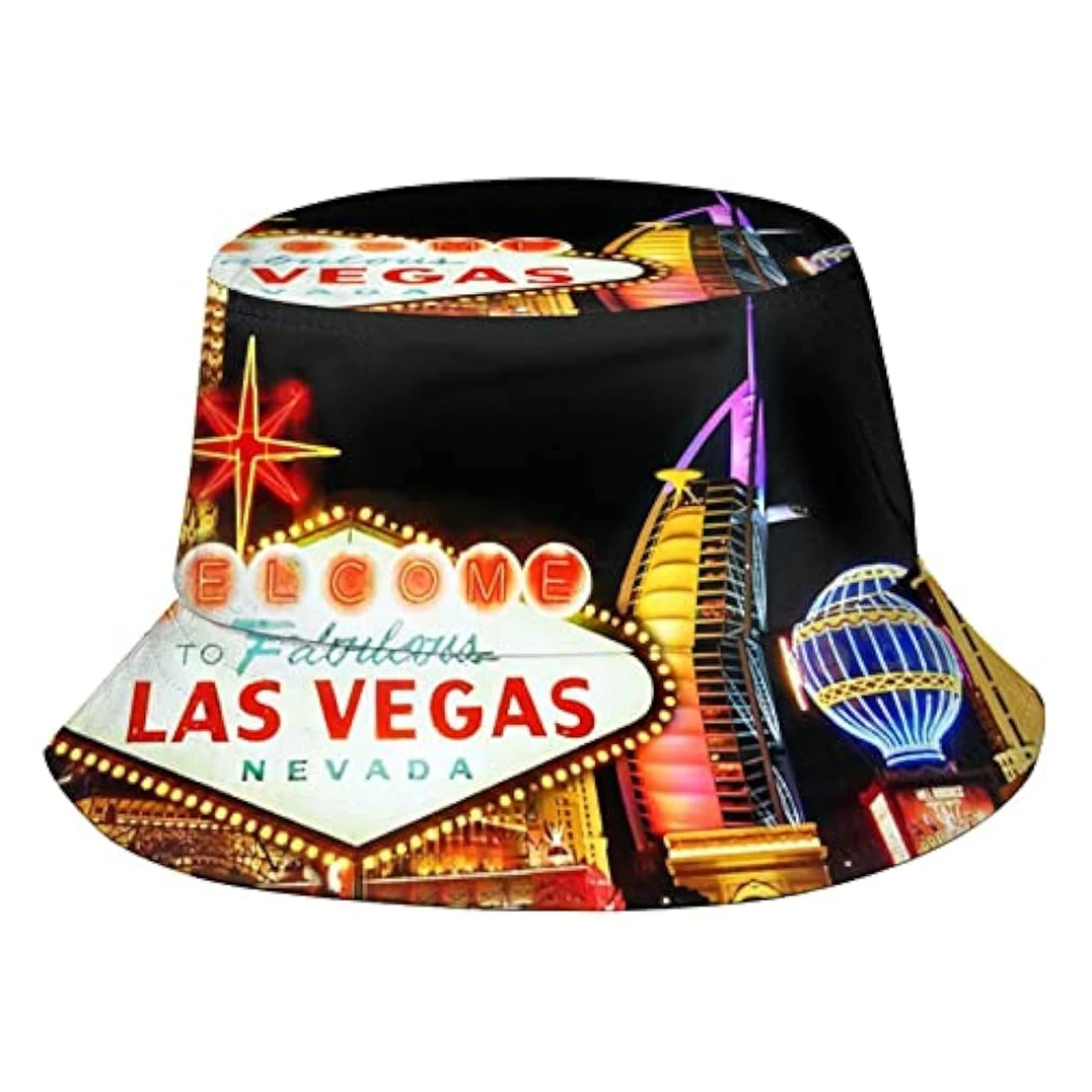 

Las Vegas Bucket Hat, Fashion Packable Outdoor Travel Sun Hat Fisherman Hat Cap for Men Women Teens
