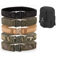 army style combat belts set included bag hook quick release tactical belt fashion men military canvas waistband outdoor hunting