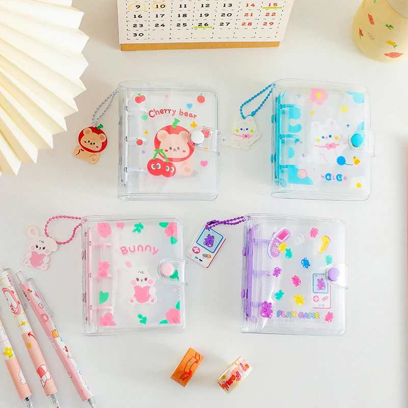 

3Inch Glitter Kpop Binder Photocard Holder With Pendant Transparent Cartoon Binder Photocards Mini Scrapbook Collect Book
