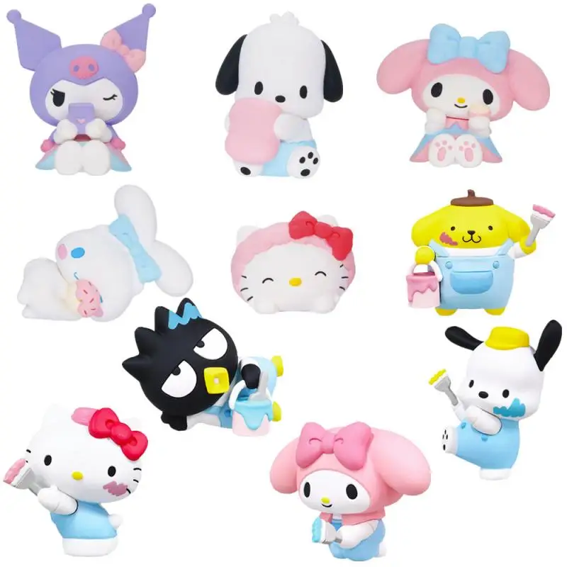 

Kawaii Sanrios Little Twin Stars Kuromi My Melody Cinnamoroll Character Ornaments Q Version Gacha PVC Figures Toy Doll Kids Gift