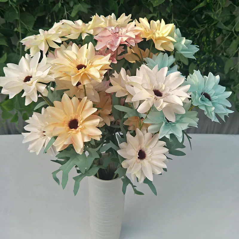 

5 PCS Artificial Flowers Dahlia Branch Multiple Specifications Quality Room Home Decor Wedding Decoration Kawaii Bridal Bouquet