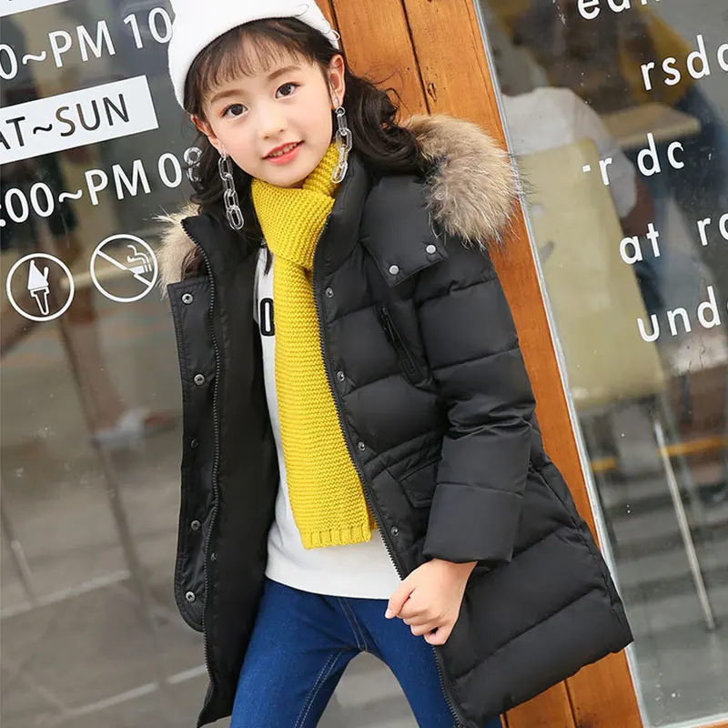 

-30 Degrees Kids Winter Clothes Hooded Parka Down Jacket for Girl Clothing Teenager Outerwear Children Coat Snowsuit Russian 12Y