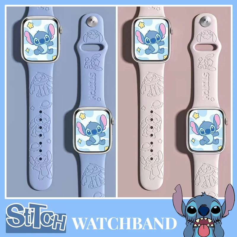Ремешок Disney с резной строчкой для Apple Watch Band 44 мм 40 45 41 38 42 силиконовый браслет Solo Loop