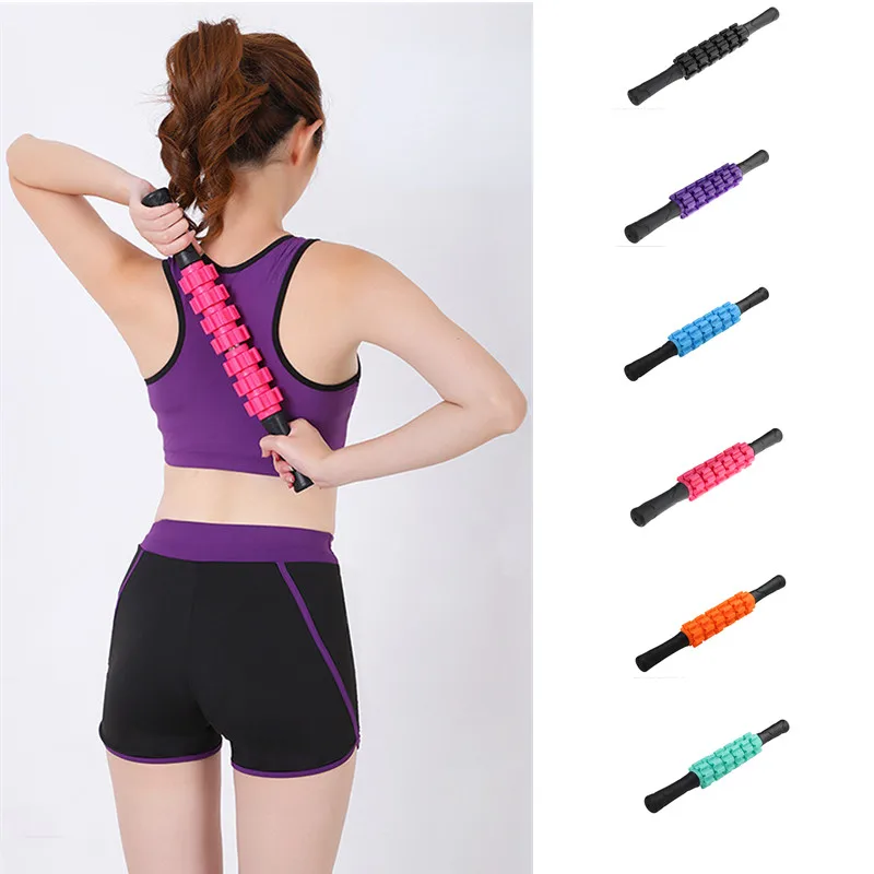 

Yoga Massage Roller Stick Trigger Point 6 Wheels Body Massager Anti Cellulite Slimming Muscle Roller Relieve Stress Relax Tool