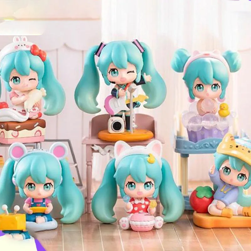 

Hatsunemiku Genki Подлинные Украшения из серии «десертный дом» кавайная мультяшная Милая Аниме Фигурка модель игрушки для девочек подарок на день ...