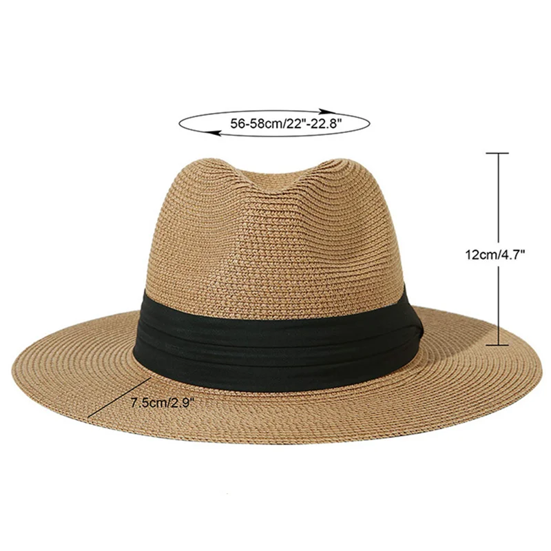 Панама с широкими полями для мужчин и женщин Повседневная пляжная соломенная