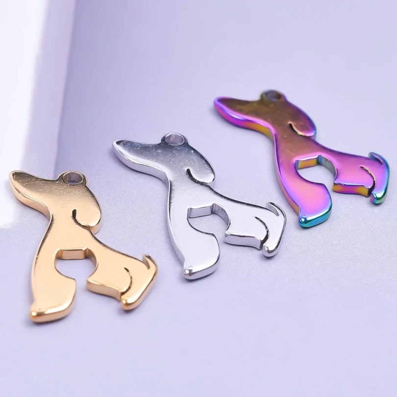

6Pcs/Lot Cute Lucky Dog Pendant diy Crafts Jewelry Making Necklaces Stainless Steel Charms Accessories Supplies Item Wholesale