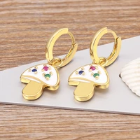 aibef new fashion enamel cute candy mushroom pendant hanging zircon earrings womens charm oil drop jewelry party exquisite gift