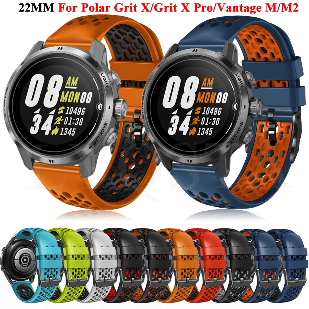 

22mm For Polar Vantage M M2 Silicone Wristband For Polar Grit X /X Pro For COROS APEX Pro/46mm Bracelet Straps Smart Watch Bands