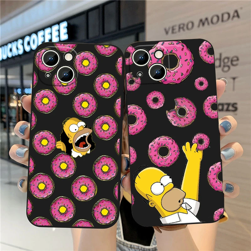 

Disney Simpson Reliefs Phone Case For Apple iPhone 14 13 12 11 mini XS XR X Pro Max 8 7 6S 6 Plus Black Funda Back Cover