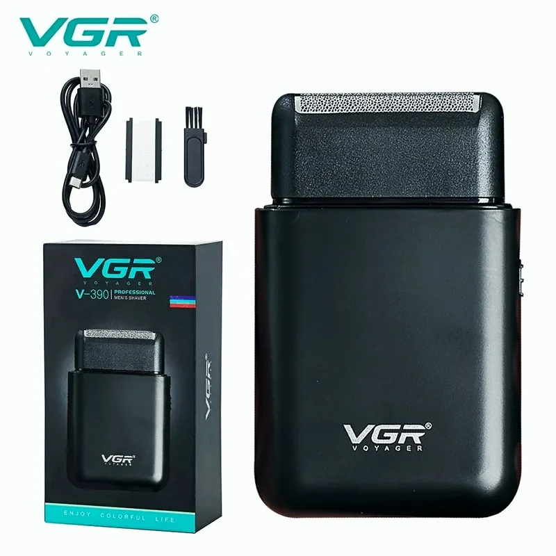 

VGR Electric Shaver Beard Trimmer Razor Professional Portable Mini Shaver Reciprocating Shaving 2 Blade USB Charge for Men V-390