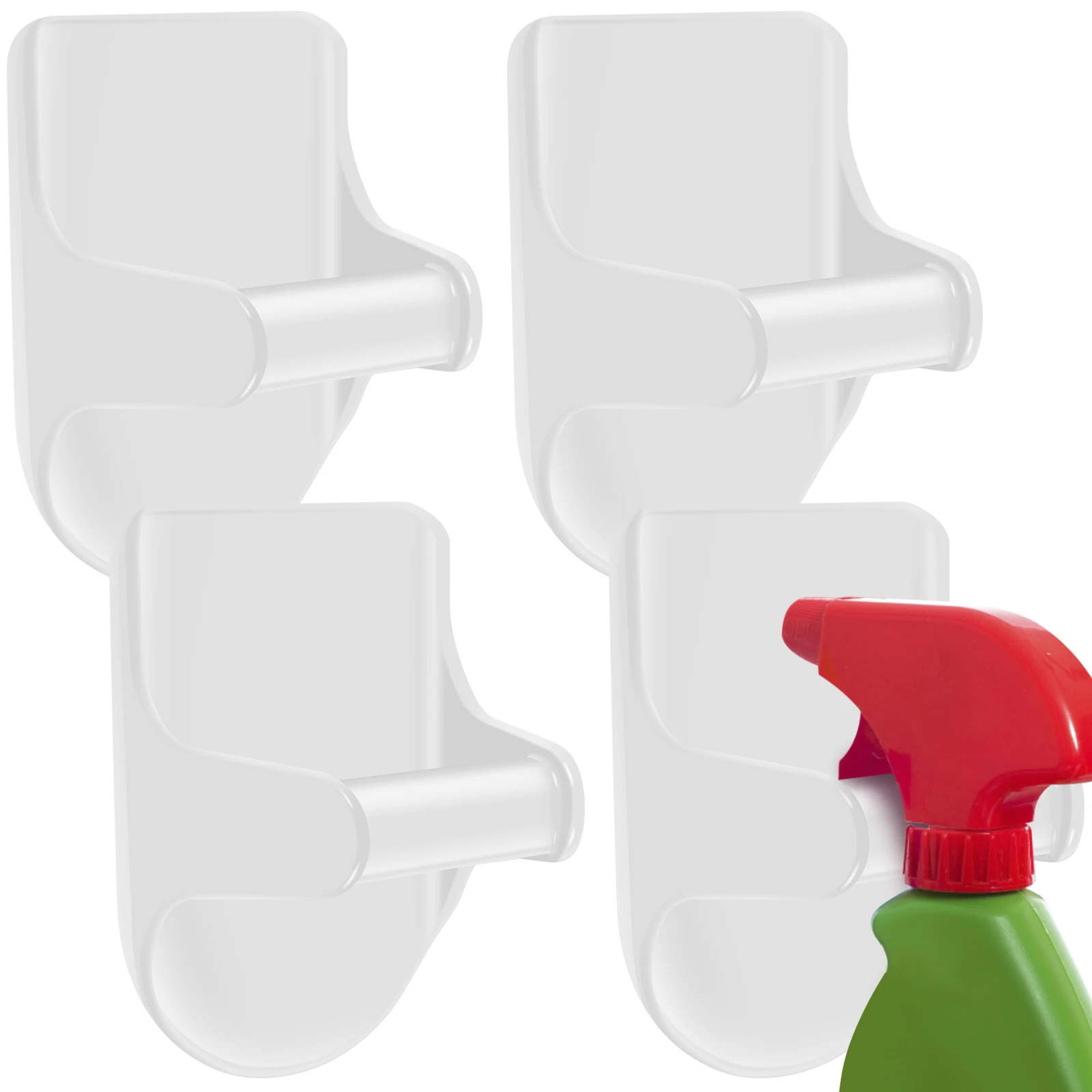 4 Pcs Spray Bottle Hooks Wall Mounted Spray Bottle Hanger Self Adhesive Spray Bottle Holder Multipurpose Spray Bottle Organizer