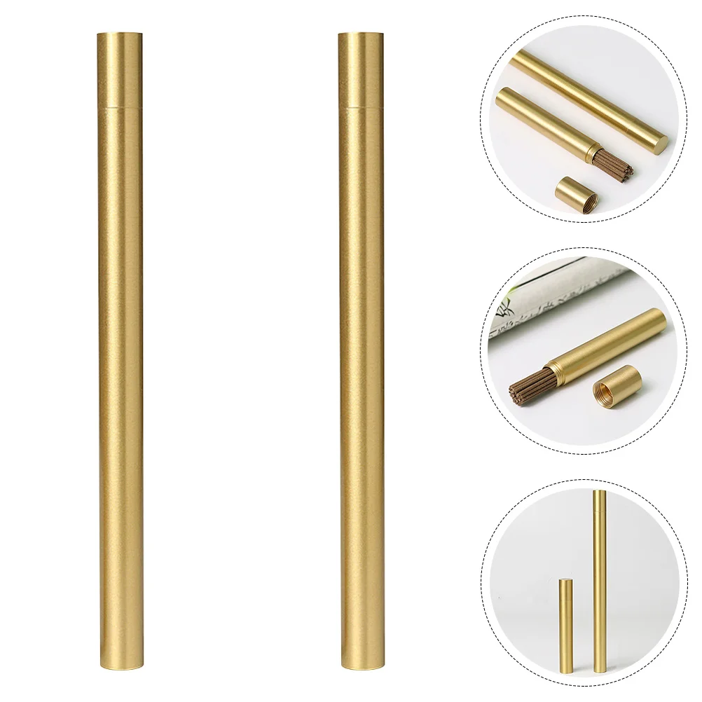 

2pcs Stick Holder Brass Tube Delicate Storage Tube For Home