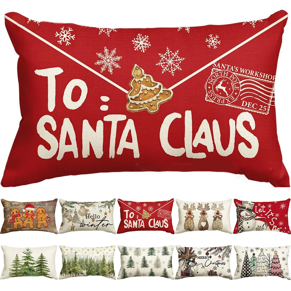 Рождественские подушки для поясницы стильные разнообразные удобные льняные