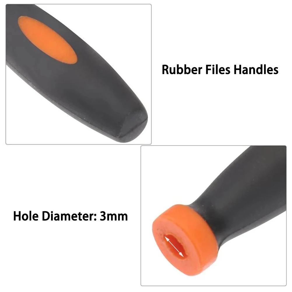 

10Pcs Durable Rubber Files Handles Files Supplies 2.36Inch 3mm Hole Diameter Hand Tools Herramientas De Mano Ferramentas Manuais