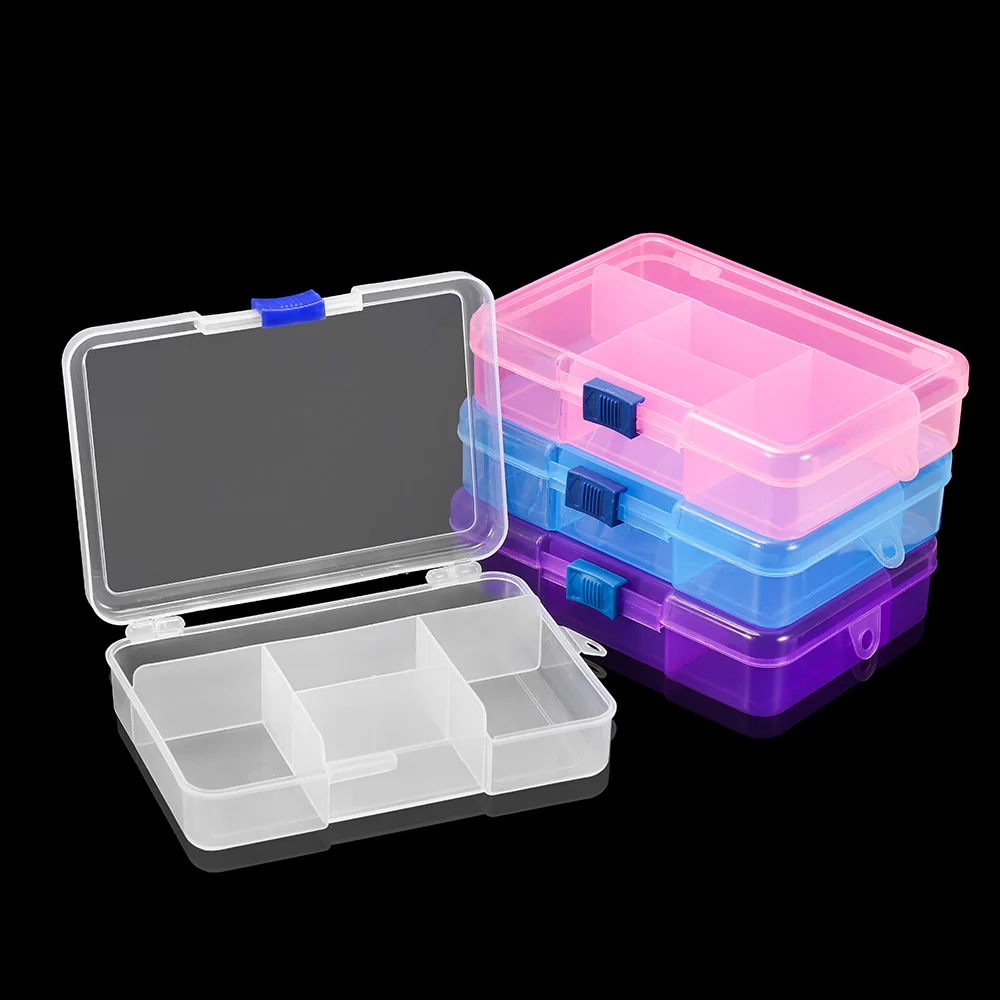 

High Quality 5 Grids Plastic Storage Box Jewelry Display Beads Earring Case Organizer DIY Jewelry Accessories Storage Supplies