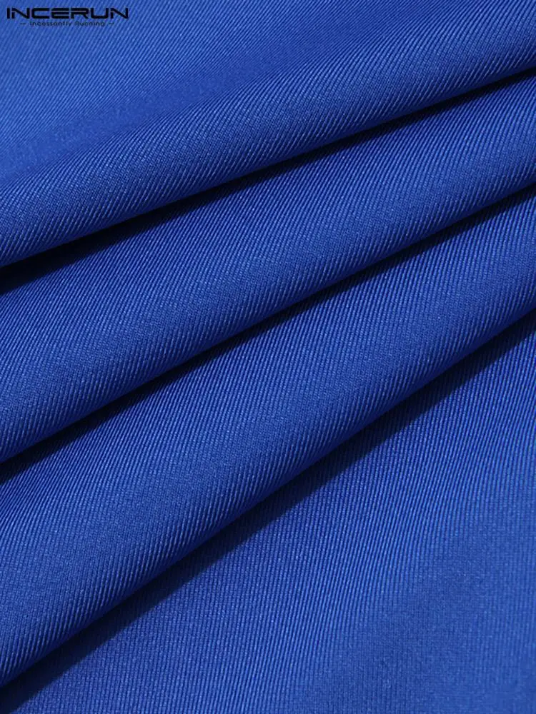 INCERUN 2022 New Men Comfortable Loungewear Onesies Fashion Casual Style Male High Collar Hollow Out Long Sleeve Jumpsuits S-5XL